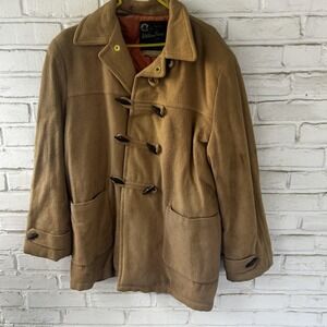 Vintage William Barry Coat Mens Medium Brown Wool Duffle Toggle Clothmaster 70s
